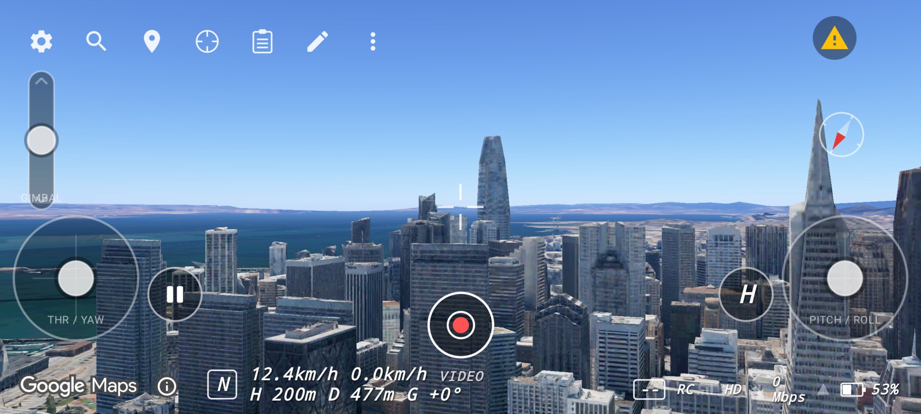 Approaching the Financial District for a flyover